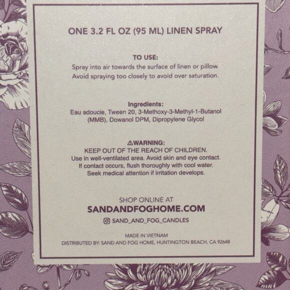 Sand + Fog Linen Spray Lavender & Vanilla Fabric and Room Spray New in Box - Picture 3 of 3